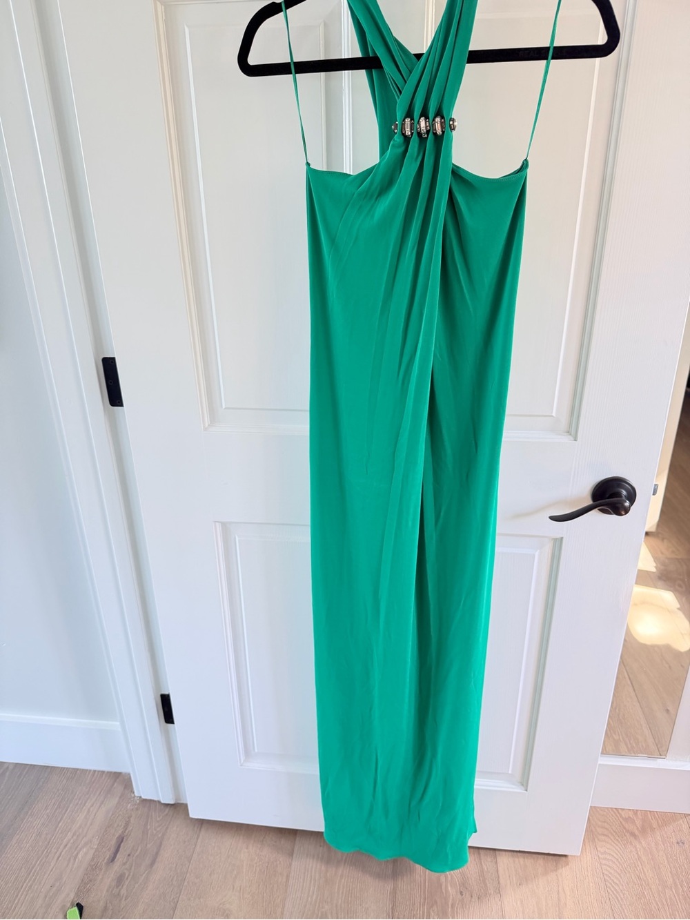 ✨Worn Once!✨ Lanvin crystal twisted Halterneck gown in Emerald Green